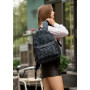 Жіночий рюкзак Sambag Brix PJT  чорний тканевий принт ручной работы