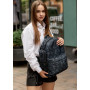 Жіночий рюкзак Sambag Brix PJT  чорний тканевий принт ручной работы