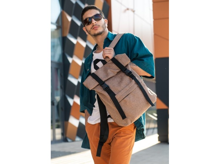 Мужской рюкзак ролл Sambag RollTop LSH Коричневый тканевый
