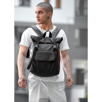 Чоловічий рюкзак ролл Sambag RollTop Milton чорний з клапаном