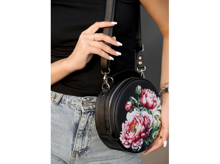 Женская круглая сумка Sambag Bale  MZN принт Flower