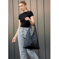 Женская сумка Sambag HOBO M черная принтованая