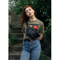 Сумка на пояс Tirso MTO черная с ремнем из PU кожи