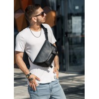 Мужская сумка бананка через плечо Sambag Tirso Zard черная