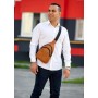 Мужская  кожаная сумка через плечо слинг Sambag Brooklyn SSH черный рыжая