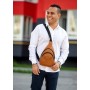 Мужская  кожаная сумка через плечо слинг Sambag Brooklyn SSH черный рыжая