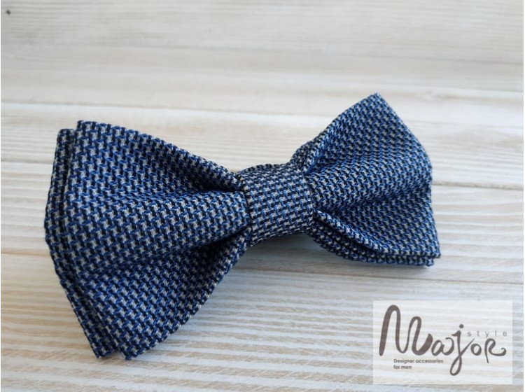 Синяя галстук бабочка с вкраплениями ручной работы