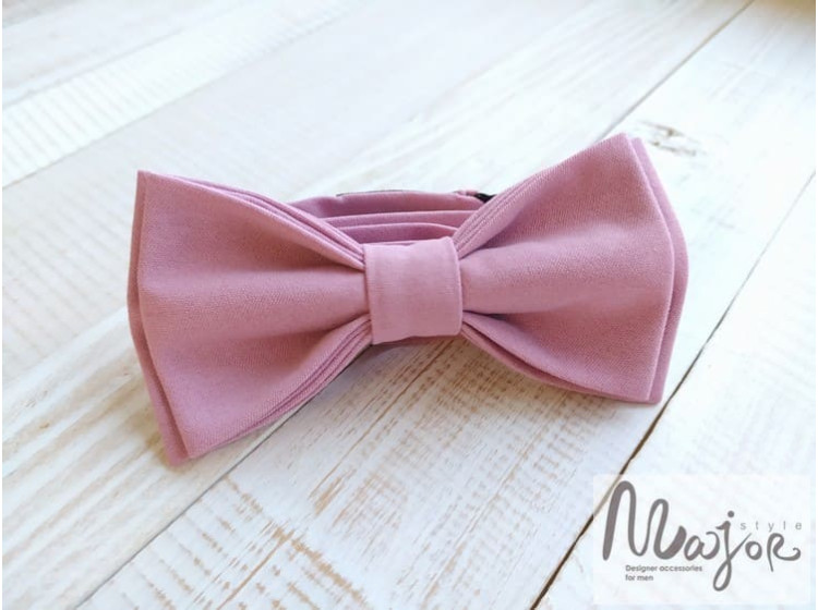 Розовая галстук бабочка однотонная ручной работы