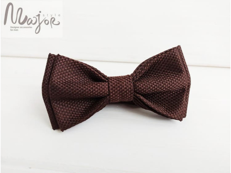 Темно-коричневая галстук бабочка однотонная ручной работы Major Style