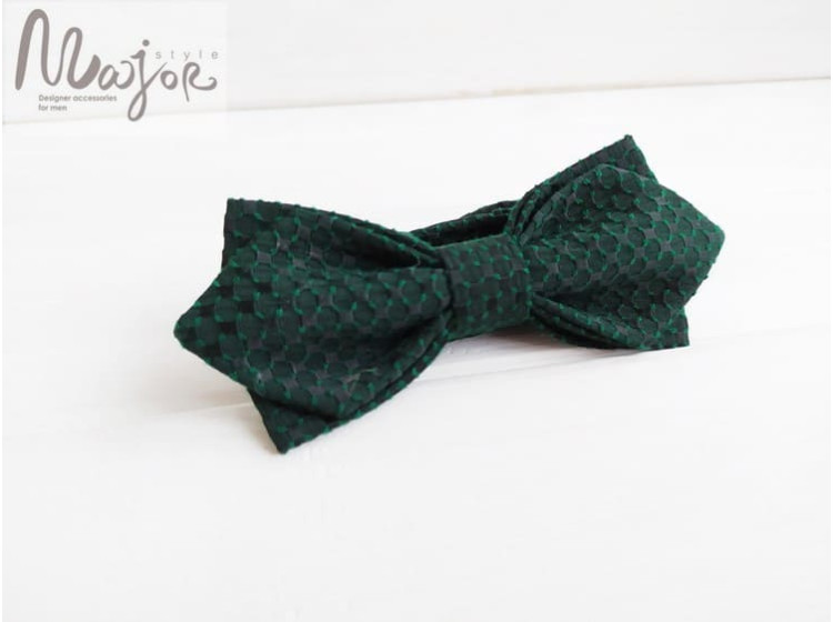 Зелена однотонна краватка метелик ручної роботи Major Style