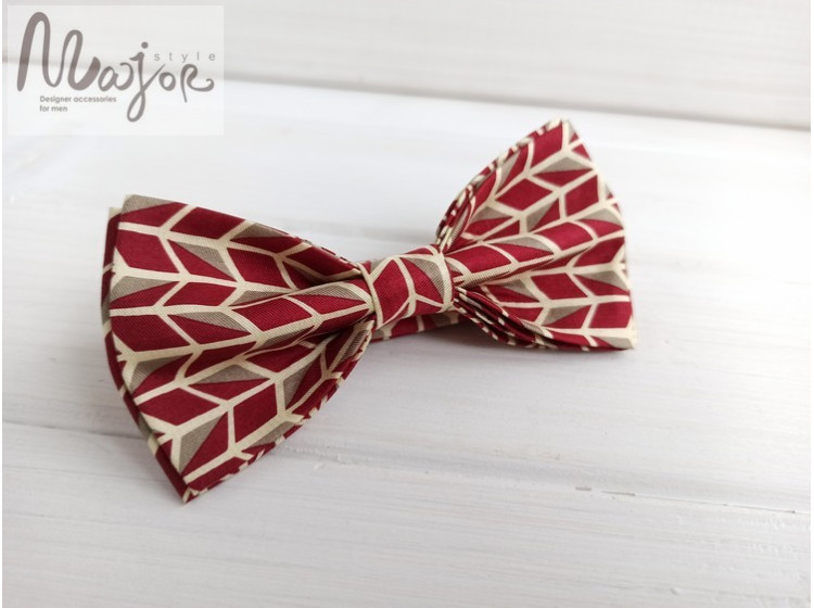 Шелковая бабочка красная с узором ручной работы Major Style