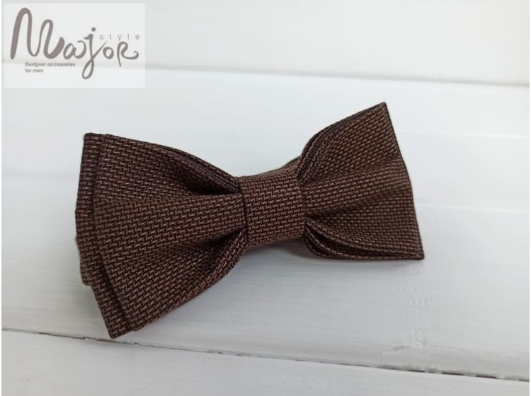 Галстук-бабочка однотонная коричневая ручной работы Major Style