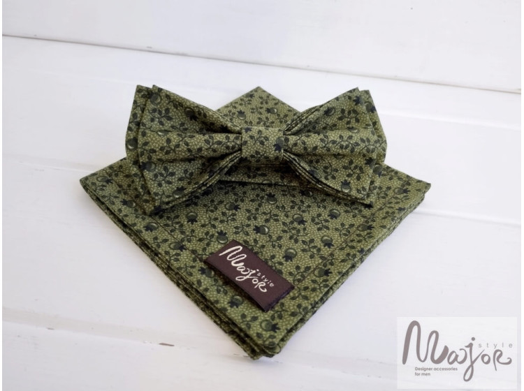 Квіткова краватка метелик зелена ручної роботи
