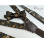 Синьо-коричневі підтяжки та метелик в квітки ручної роботи Major Style