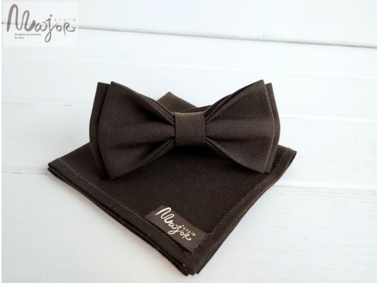 Шерстяная галстук бабочка коричневая однотонная ручной работы Major Style