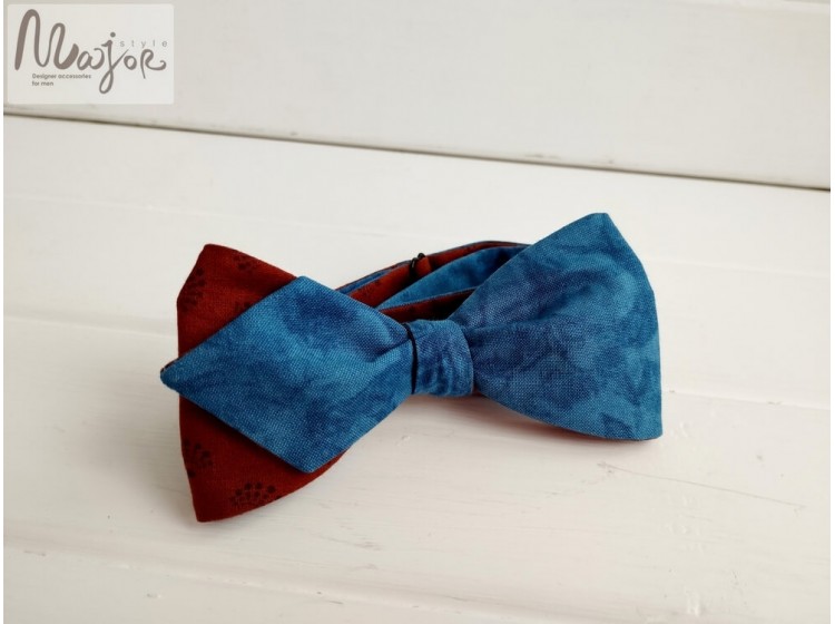 Бабочка самовяз двухстороння терракотово-синяя ручной работы Major Style
