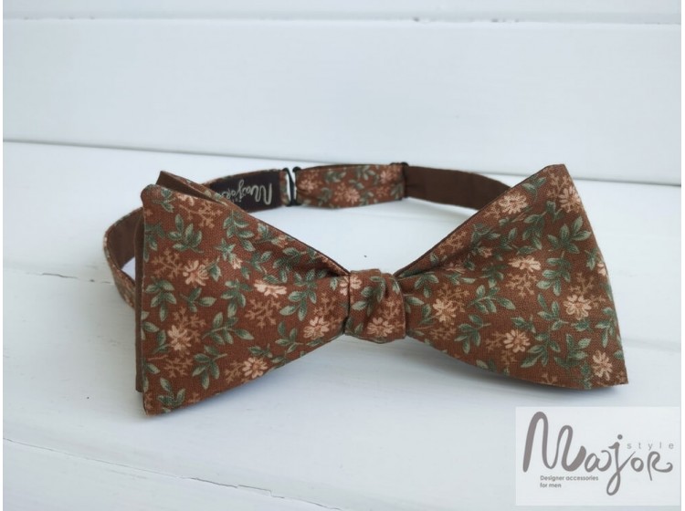 Мужская галстук бабочка самовяз коричневая ручной работы Major Style