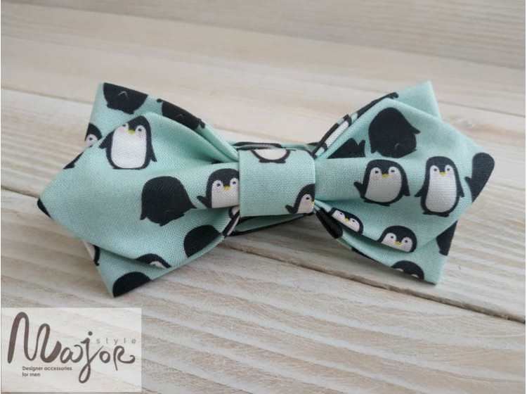 Метелик краватка для хлопчика "Пінгвіни" ручної роботи