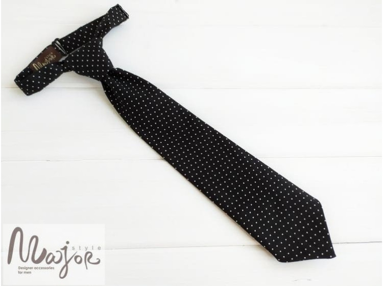 Детский галстук черный горошек ручной работы Major Style
