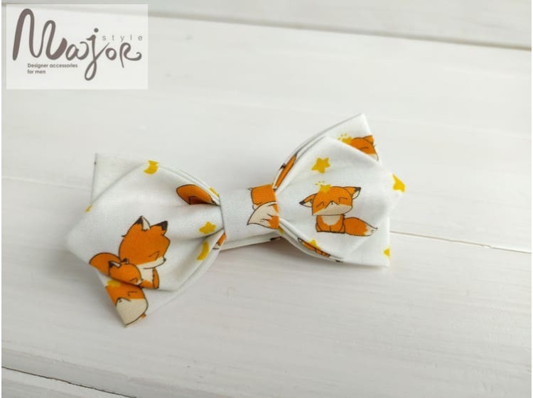 Краватка метелик для малюка білі лисички ручної роботи Major Style