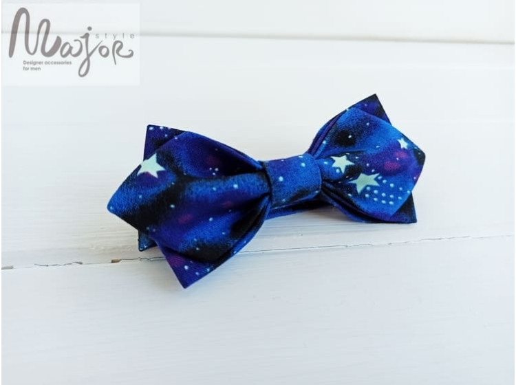 Детская галстук бабочка синие звёзды ручной работы Major Style