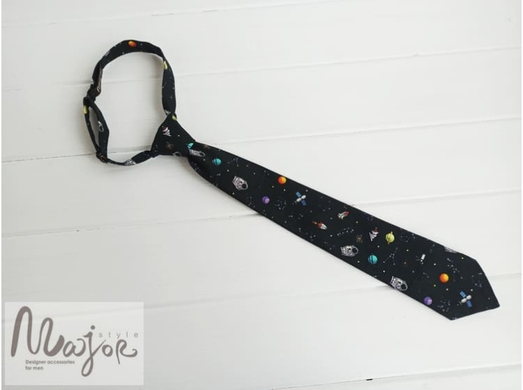 Детский галстук космос черный ручной работы Major Style