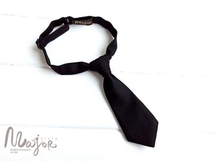 Чорний дитячий галстук однотонний ручної роботи Major Style