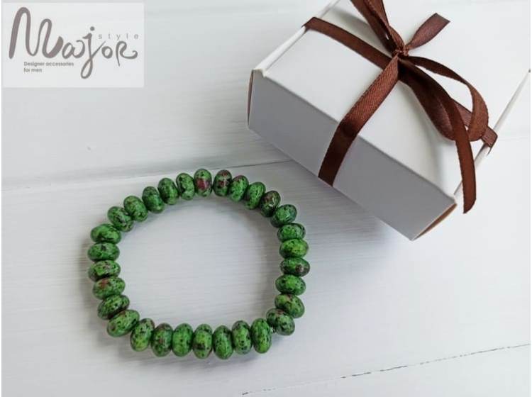 Женский браслет зеленый цоизит ручной работы Major Style