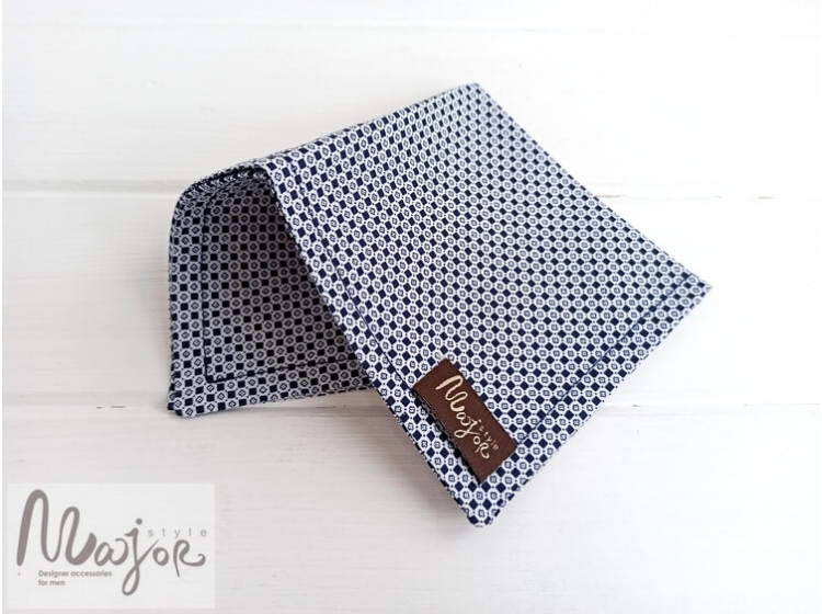 Бело-синий платок Паше в квадраты ручной работы Major Style