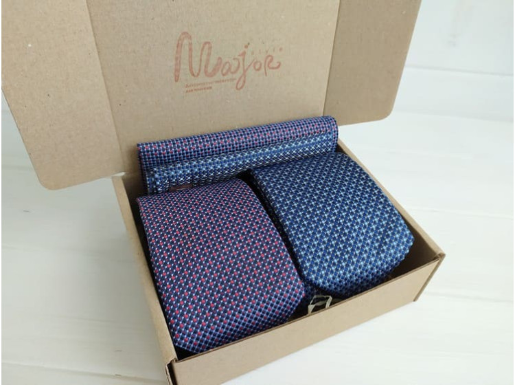 Подарочный набор галстуков "Жаккардовый горох" ручной работы