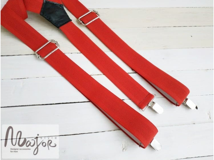 Красные подтяжки для штанов ручной работы
