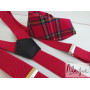 Картата краватка і підтяжки червоні ручної роботи Major Style