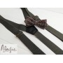 Темно зелені підтяжки з метеликом в полоску ручної роботи Major Style