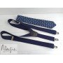 Темно-синя краватка в якоря і підтяжками ручної роботи Major Style