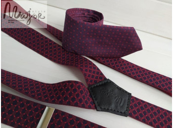 Бордово-сині підтяжки з фіолетовою краваткою