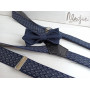 Сині підтяжки в клітинку і краватка-метелик ручної роботи Major Style