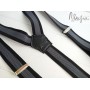 Мужские подтяжки черно-серые ручной работы Major Style