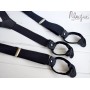 Черные подтяжки с узором на пуговицах ручной работы Major Style