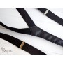 Черные кожаные подтяжки текстурированные ручной работы Major Style