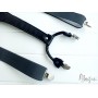 Серые подтяжки кожанные однотонные ручной работы Major Style