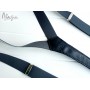 Серые подтяжки кожанные однотонные ручной работы Major Style