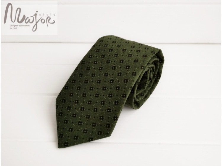 Зелена краватка з візерунком ручної роботи Major Style