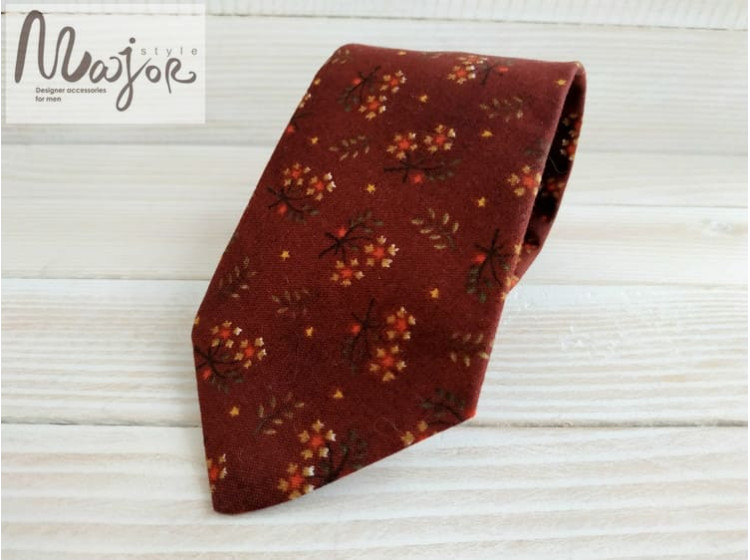 Краватка чоловіча коричнево-бордова ручної роботи Major Style