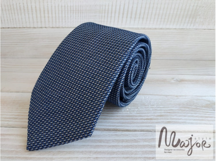 Синий галстук в белые вкрапления ручной работы