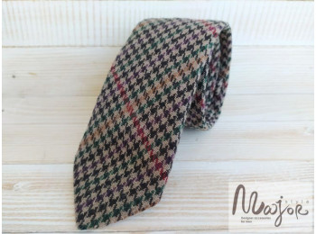 Вовняна краватка помаранчево-зелена гусяча лапка