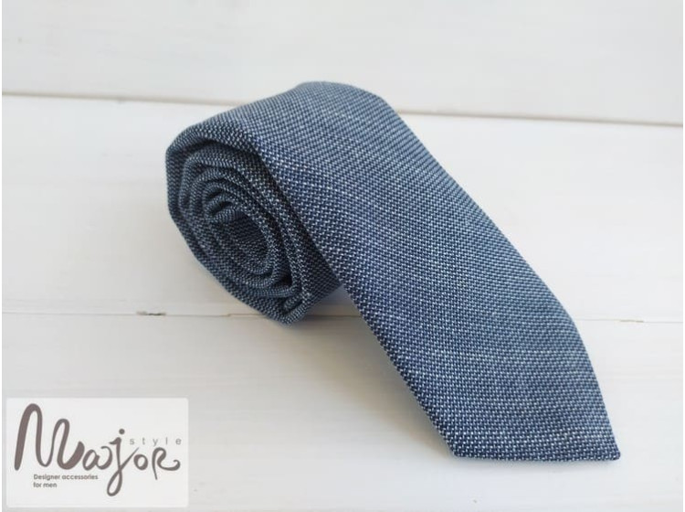 Сине-голубой тектурированный галстук ручной работы