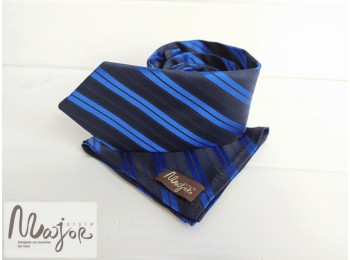 Краватка в смужку синьо чорна