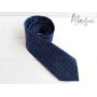 Шовкова краватка темно-синя в клітинку ручної роботи Major Style