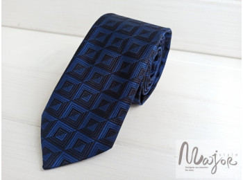 Шовкова краватка темно-синя в клітинку