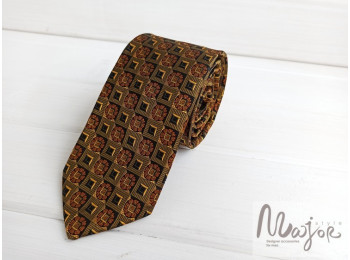 Шовкова краватка коричнева з візерунком